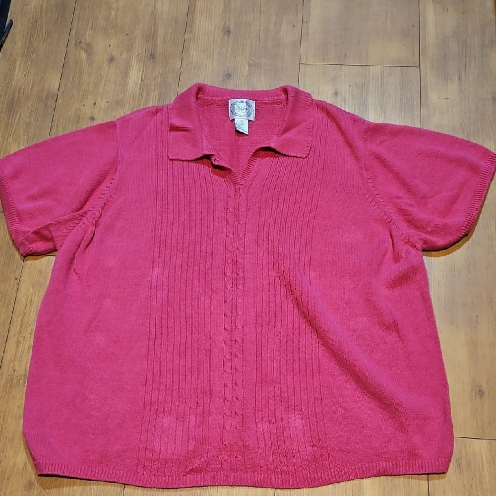 Stitches Women's Fuchsia Short Sleeve sweater Top